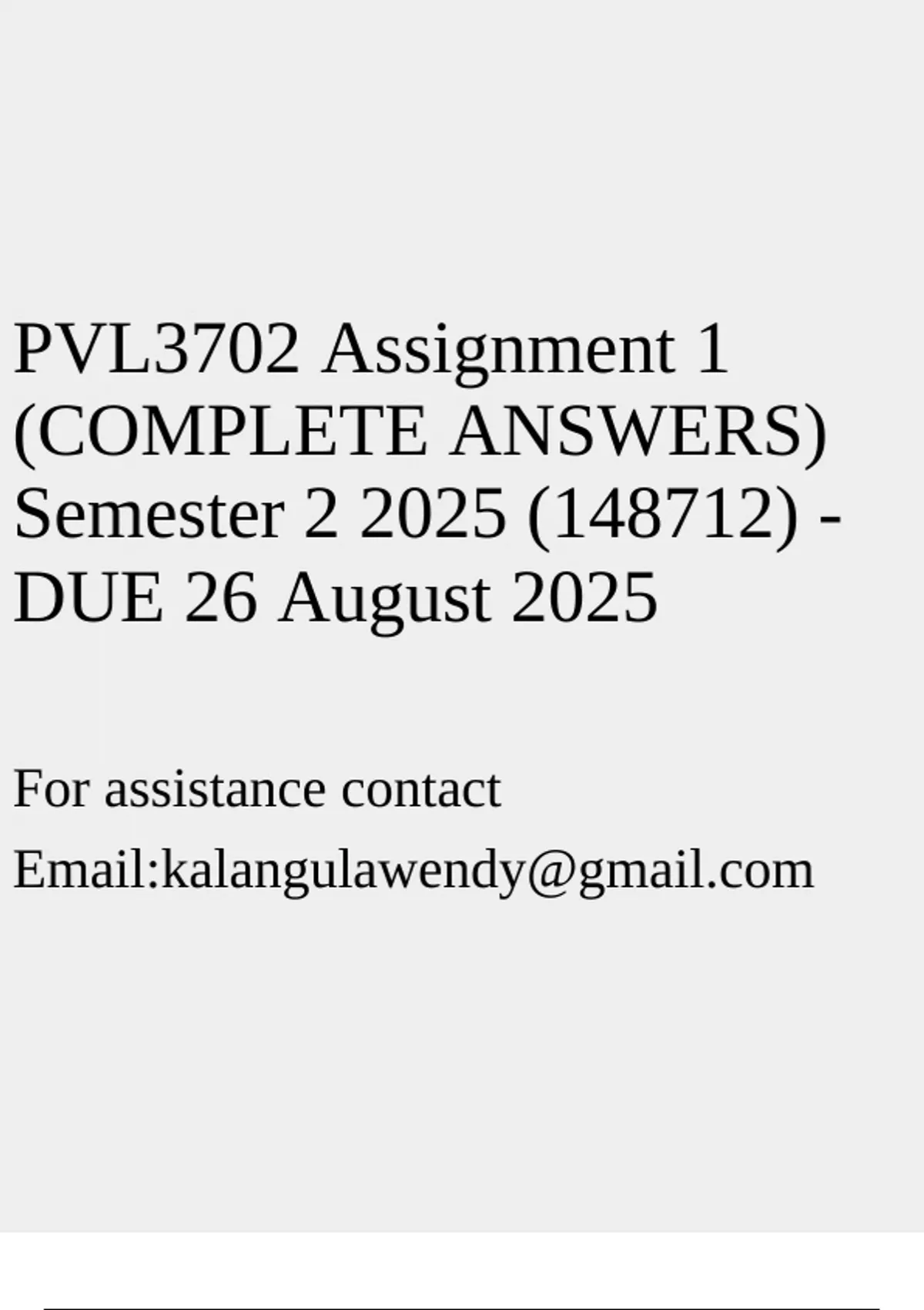 PVL3702 Assignment 1 (COMPLETE ANSWERS) Semester 2 2025 (148712) - DUE ...