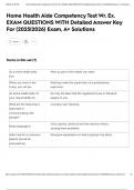 Home Health Aide Competency Test Wr&period; Ex&period; EXAM QUESTIONS WITH Detailed Answer Key For &lpar;2025&vert;2026&rpar; Exam&comma; A&plus; Solutions