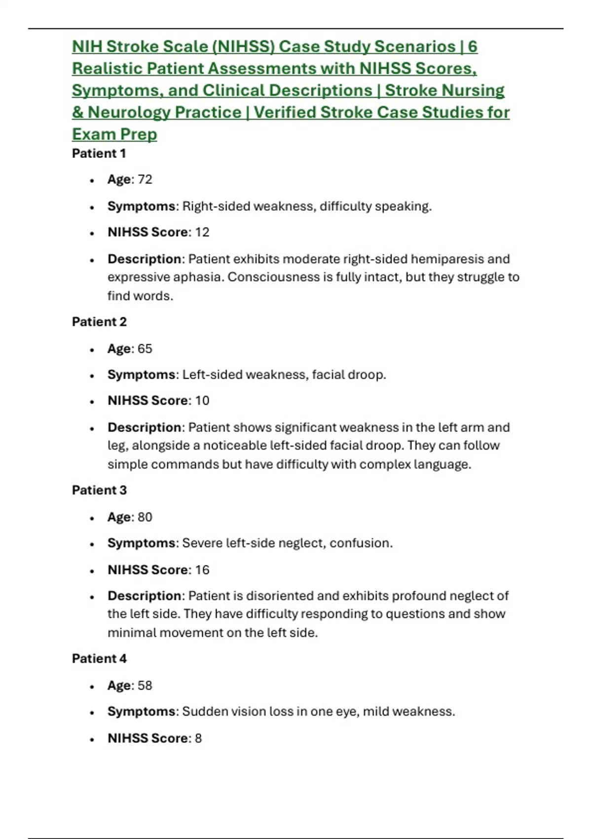 NIH Stroke Scale (NIHSS) Certification Exam Prep 2025/2026 | 400 ...