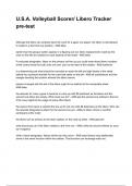 U&period;S&period;A&period; Volleyball Scorer&sol; Libero Tracker pre-test NEWEST 2025&sol;2026 ACTUAL EXAM COMPLETE QUESTIONS AND CORRECT DETAILED ANSWERS &lpar;VERIFIED ANSWERS&rpar; &vert;ALREADY GRADED A&plus;&vert;&vert;BRAND NEW&excl;&excl;