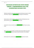 MICHIGAN ESTHETICIAN STATE BOARD THEORY &vert; COMPREHENSIVE Q&A FOR GUARANTEED SUCCESS 2025