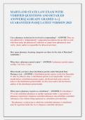 MARYLAND STATE LAW EXAM WITH  VERIFIED QUESTIONS AND DETAILED  ANSWERS&vert;&vert; ALREADY GRADED A&plus; &vert;&vert;  GUARANTEED PASS&vert;&vert; LATEST VERSION 2025 