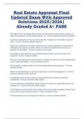 Real Estate Appraisal Final Updated Exam 2025&sol;2026 &ndash; Approved Solutions with A&plus; Graded Pass
