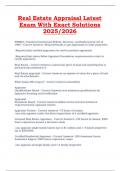 Real Estate Appraisal Latest Exam 2025&sol;2026 &ndash; Exact Solutions for Licensing Preparation