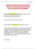HARVARD SPREADSHEET MODELING  PRACTICE EXAM 2025 BRAND NEW  ACTUAL EXAM WITH ANSWERS&period; 