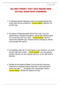 MA RMV PERMIT TEST 2025 BRAND NEW  ACTUAL EXAM WITH ANSWERS&period; 
