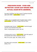 PRECISION EXAM - FOOD AND  NUTRITION I EXAM 2025 BRAND NEW  ACTUAL EXAM WITH ANSWERS&period;