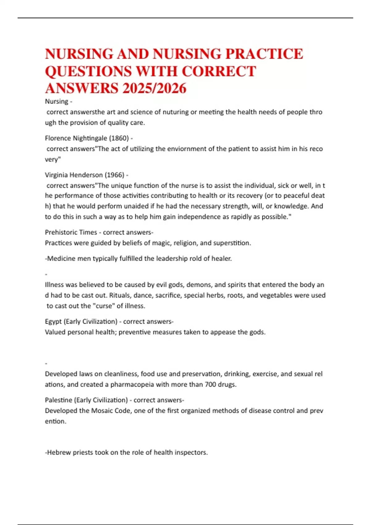 NURSING AND NURSING PRACTICE QUESTIONS WITH CORRECT ANSWERS 2025 ...