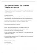 Manufactured Housing Test Questions With Correct Answers