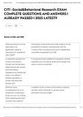 CITI -Social&Behavioral Research EXAM COMPLETE QUESTIONS AND ANSWERS &vert; ALREADY PASSED &vert; 2025 LATEST&excl;&excl;