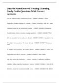 Nevada Manufactured Housing Licensing Study Guide Questions With Correct Answers 