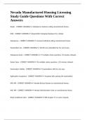 Nevada Manufactured Housing Licensing Study Guide Questions With Correct Answers 