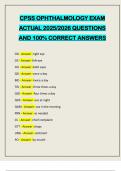 CPSS OPHTHALMOLOGY EXAM ACTUAL 2025&sol;2026 QUESTIONS AND 100&percnt; CORRECT ANSWERS