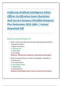 California Artificial Intelligence Ethics  Officer Certification Exam Questions  And Correct Answers &lpar;Verified Answers&rpar;  Plus Rationales 2025 Q&A &vert; Instant  Download Pdf 