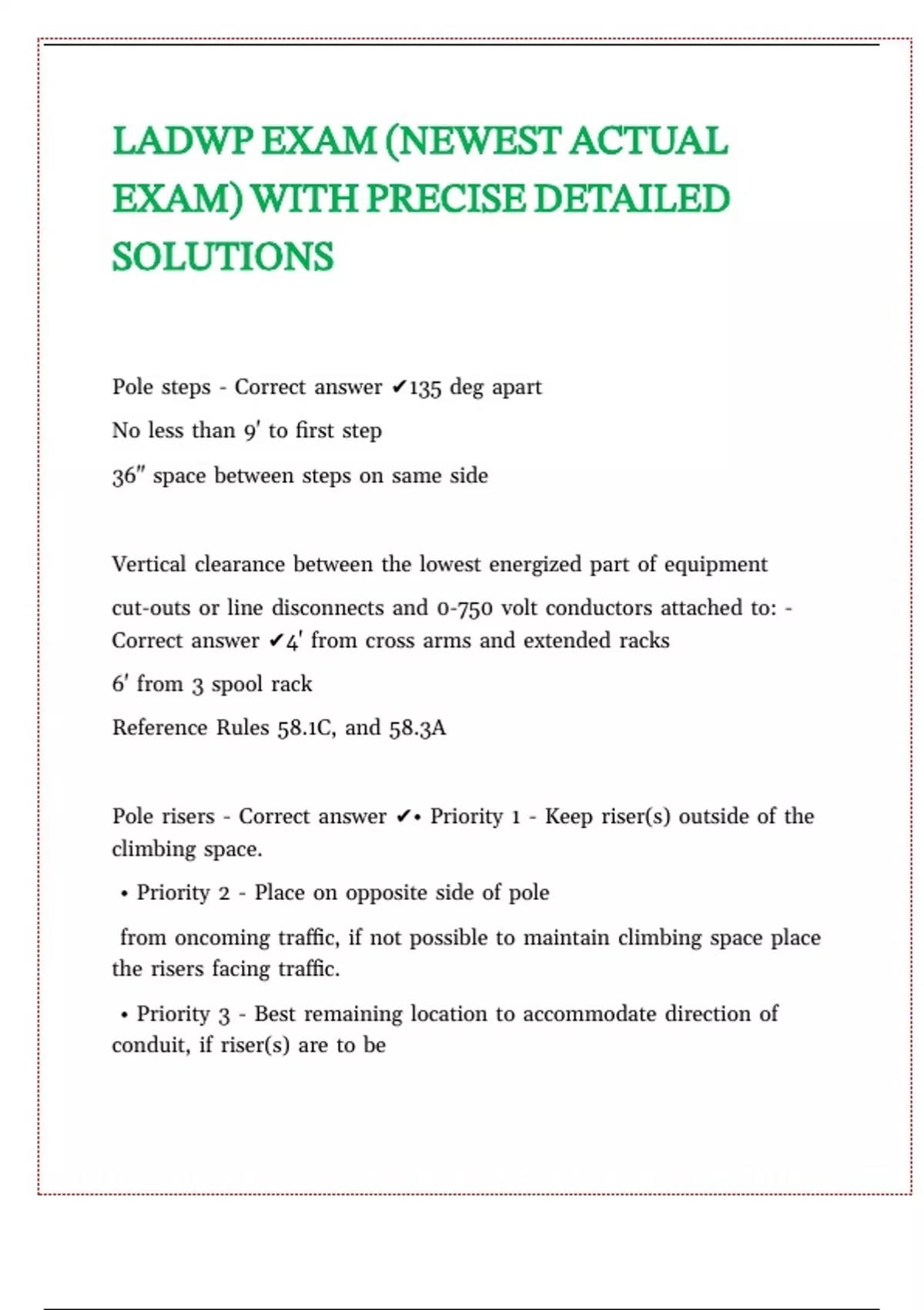 LADWP EXAM (NEWEST ACTUAL EXAM) WITH PRECISE DETAILED SOLUTIONS - LADWP ...