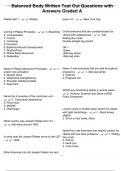Balanced Body Written Test Out Questions with Answers Graded A