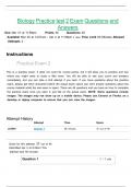 Biology Practice test 2 Exam Questions and  Answers 