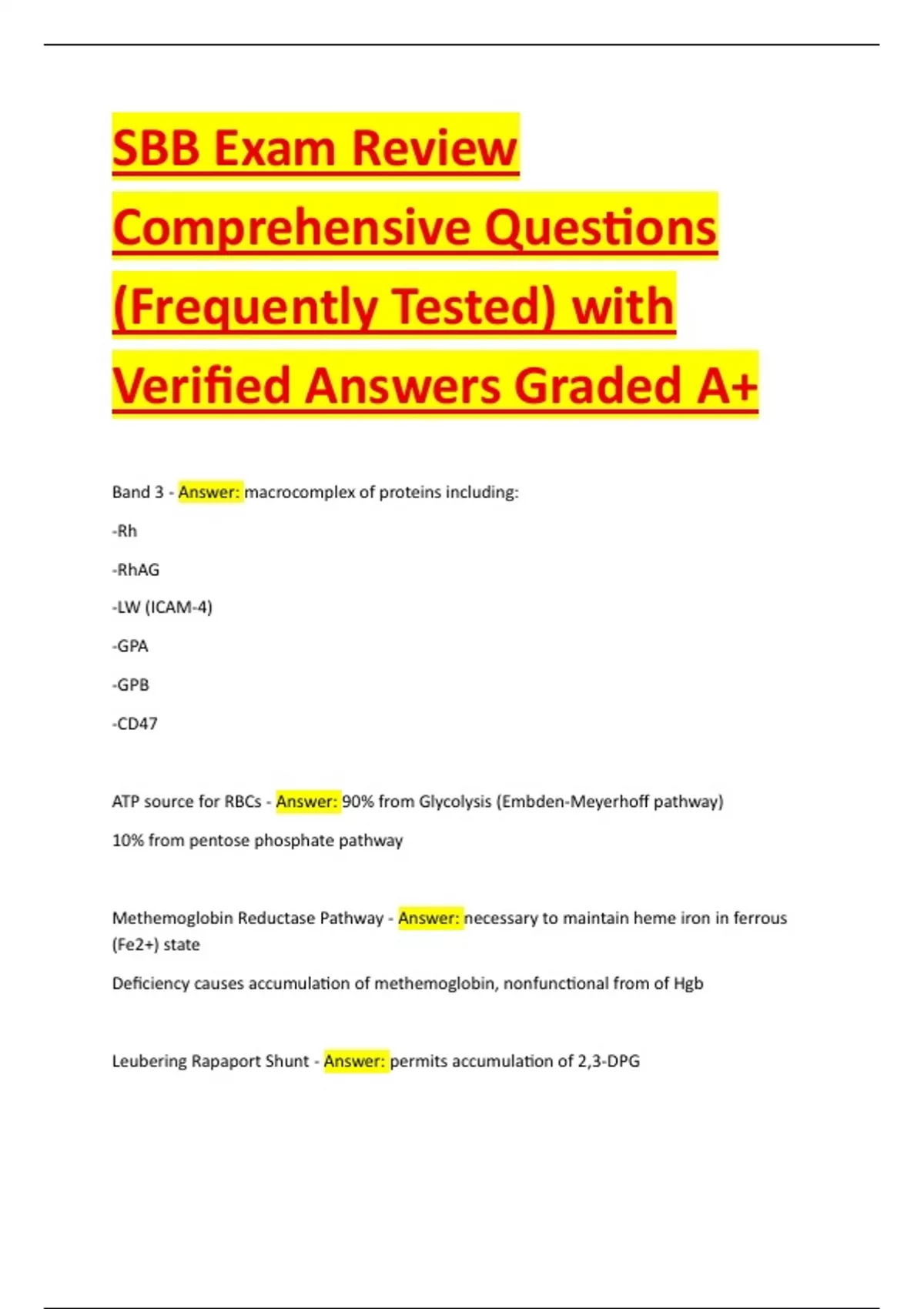 SBB program Comprehensive Questions (Frequently Tested) with Verified ...
