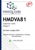 HMDVA81 Assignment 4 &lpar;DETAILED ANSWERS&rpar; 2025 - DISTINCTION GUARANTEED