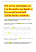EPIC Clinical Informatics Exam Prep Comprehensive Questions &lpar;Frequently Tested&rpar; with Verified Answers Graded A&plus;