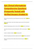 Epic Clinical Informatician Comprehensive Questions &lpar;Frequently Tested&rpar; with Verified Answers Graded A&plus;