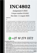 INC4802 Assignment 3 &lpar;COMPLETE ANSWERS&rpar; 2025 - DUE 11 August 2025