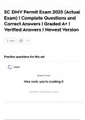 SC DMV Permit Exam 2025 &lpar;Actual Exam&rpar; &vert; Complete Questions and Correct Answers &vert; Graded A&plus; &vert; Verified Answers &vert; Newest Version