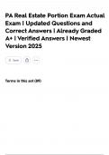 PA Real Estate Portion Exam Actual Exam &vert; Updated Questions and Correct Answers &vert; Already Graded A&plus; &vert; Verified Answers &vert; Newest Version 2025