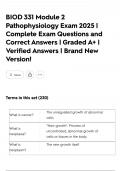 BIOD 331 Module 2 Pathophysiology Exam 2025 &vert; Complete Exam Questions and Correct Answers &vert; Graded A&plus; &vert; Verified Answers &vert; Brand New Version&excl;