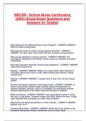 NBCSN - School Nurse Certification &lpar;2025&rpar; Actual Exam Questions and Answers A&plus; Graded&period;