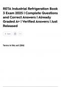 RETA Industrial Refrigeration Book 3 Exam 2025 &vert; Complete Questions and Correct Answers &vert; Already Graded A&plus; &vert; Verified Answers &vert; Just Released