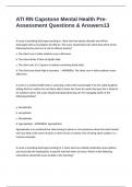 ATI RN Capstone Mental Health Pre-Assessment Questions & Answers
