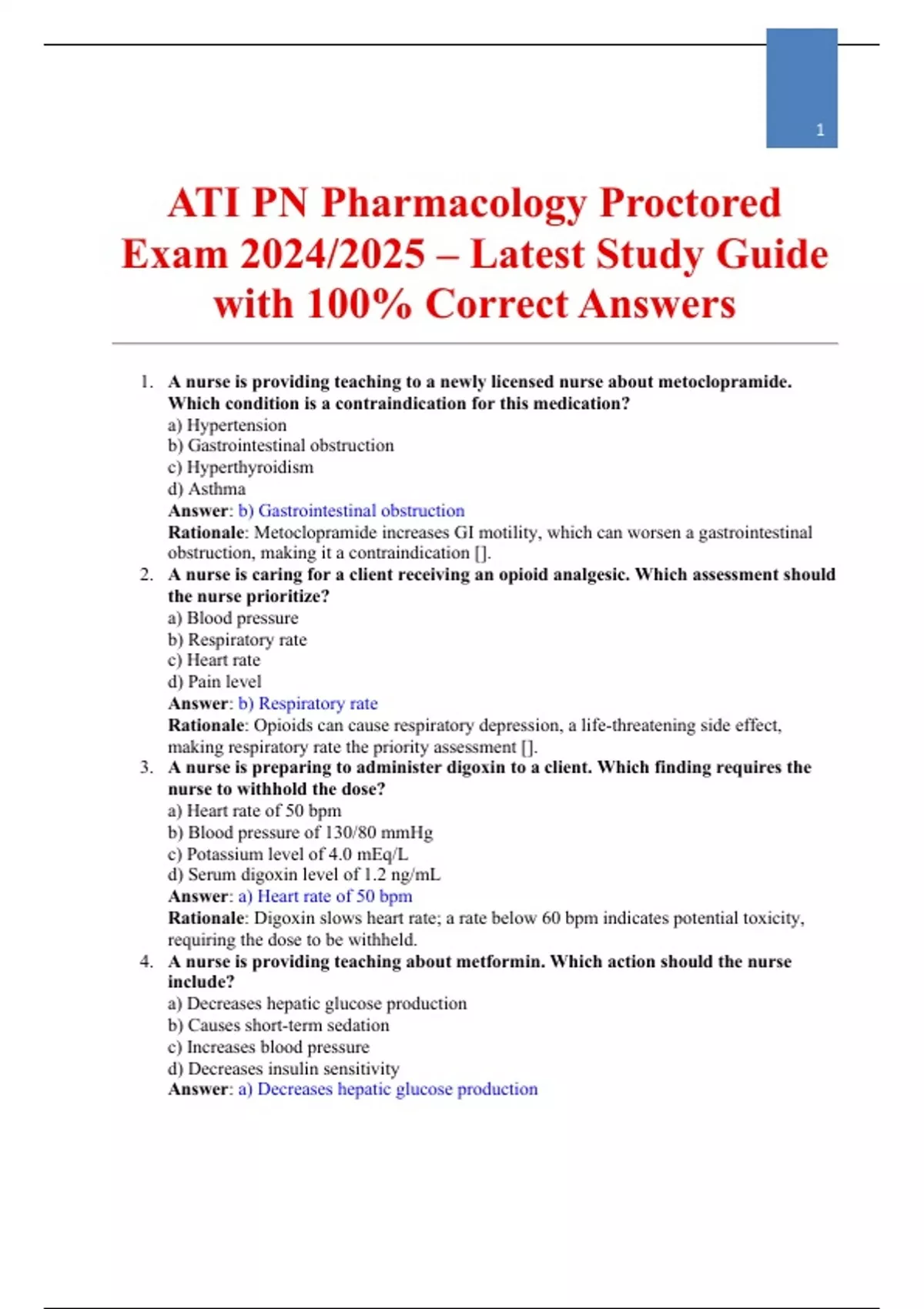 ATI PN Pharmacology Proctored Exam 2024/2025 – Latest Study Guide with ...
