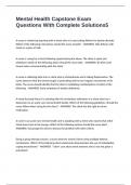 Mental Health Capstone Exam Questions With Complete Solutions