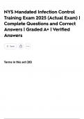 NYS Mandated Infection Control Training Exam 2025 &lpar;Actual Exam&rpar; &vert; Complete Questions and Correct Answers &vert; Graded A&plus; &vert; Verified Answers