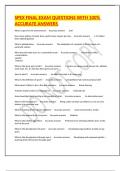 SPEX FINAL EXAM QUESTIONS WITH 100&percnt; ACCURATE ANSWERS 
