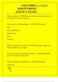 COLUMBIA BARTENDING AGENCY EXAM QUESTIONS AND ANSWERS 2025
