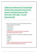 California Cardiovascular Technologist  Practice Exam Questions And Correct  Answers &lpar;Verified Answers&rpar; Plus  Rationales 2025 Q&A &vert; Instant  Download Pdf