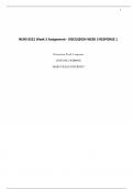 NURS 6521 Week 3 Assignment - DISCUSSION WEEK 3 RESPONSE 1