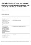 ACLS&colon; FINAL TEST QUESTIONS AND ANSWERS EXAM 2025 COMPLETE EXAM QUESTIONS AND ACCURATE ANSWERS &vert;ALREADY PASSED&excl;&excl;