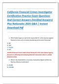 California Financial Crimes Investigator  Certification Practice Exam Questions  And Correct Answers &lpar;Verified Answers&rpar;  Plus Rationales 2025 Q&A &vert; Instant  Download Pdf 