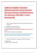 California Firefighter Hazardous  Materials Operations Exam Questions  And Correct Answers &lpar;Verified Answers&rpar;  Plus Rationales 2025 Q&A &vert; Instant  Download Pdf