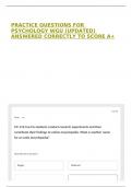 PRACTICE QUESTIONS FOR PSYCHOLOGY WGU &lpar;UPDATED&rpar; ANSWERED CORRECTLY TO SCORE A&plus;