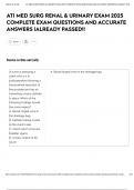 ATI MED SURG RENAL & URINARY EXAM 2025 COMPLETE EXAM QUESTIONS AND ACCURATE ANSWERS &vert;ALREADY PASSED&excl;&excl;