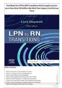FULL TEST BANK For LPN to RN Transitions 5th Edition by Lora Claywell PhD Latest Update Graded A&plus;
