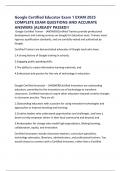 Google Certified Educator Exam 1 EXAM 2025 COMPLETE EXAM QUESTIONS AND ACCURATE ANSWERS &vert;ALREADY PASSED&excl;&excl;