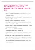 INSTRUMENTATION TEST I- FLOW MEASUREMENT EXAM WITH CORRECT QUESTIONS AND ANSWERS 2025