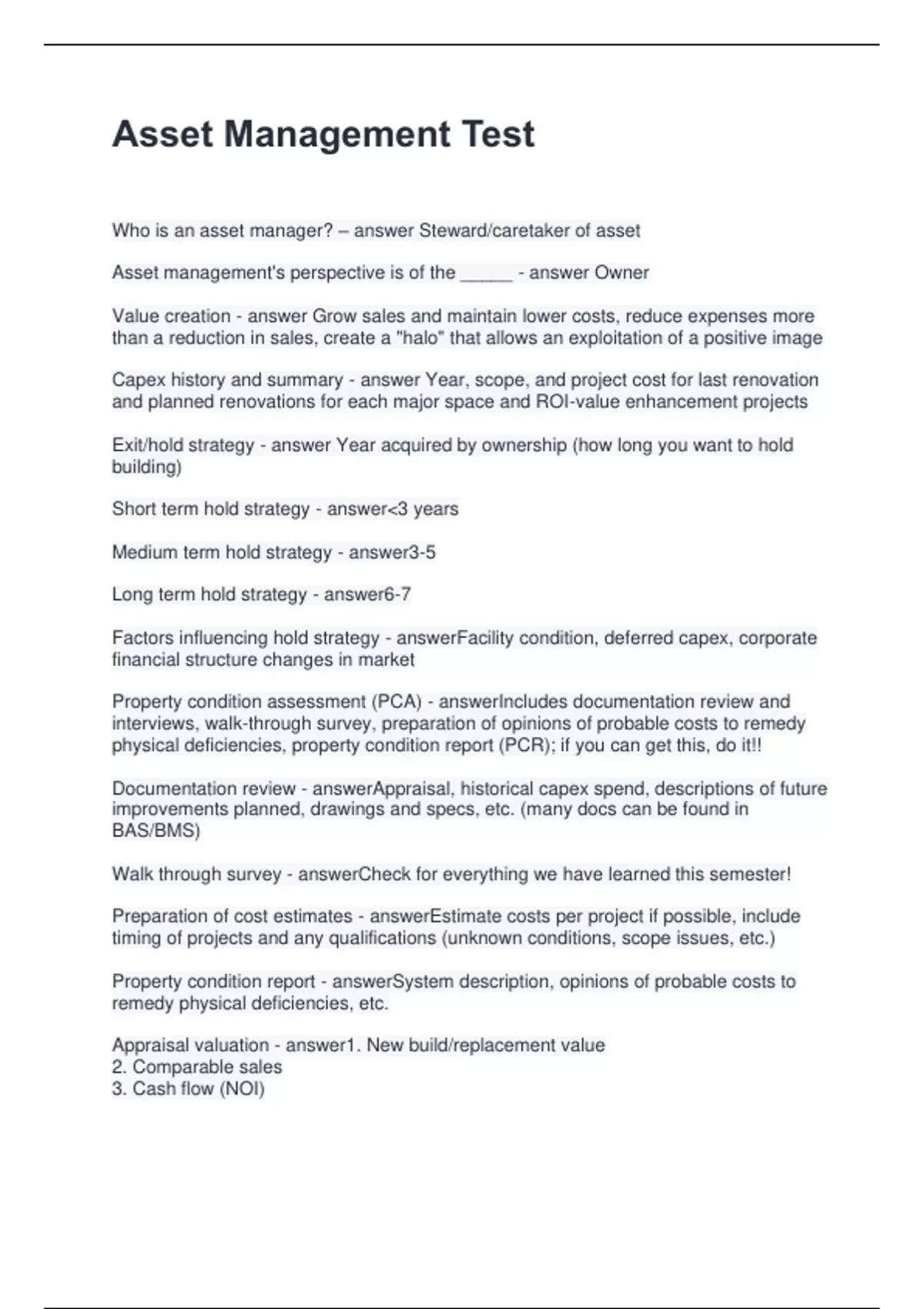 Asset Management Test Questions with Solutions - Asset Management ...