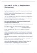Lecture 13&period; Active vs&period; Passive Asset Management Questions with Correct Answers 