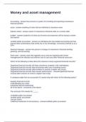 Money and asset management questions with correct answers